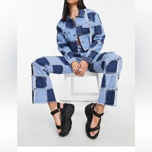 NWT-THE RAGGED PRIEST SZ 28W STRAIGHT LEG JEAN Blue Muse PATCHWORK,EXPOSED SEAMS